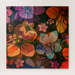 Hawaiian Island Style Hibiscus Flower Pattern Jigsaw Puzzle