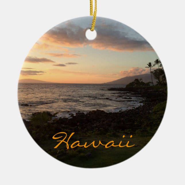 Hawaiian Island Sunset Ornament (Front)