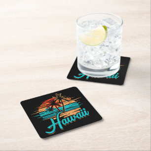 Hawaiian Island Tropical Hawaii Vacation Square Paper Coaster