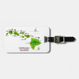 Hawaiian Islands Hand-drawn Postcard Luggage Tag