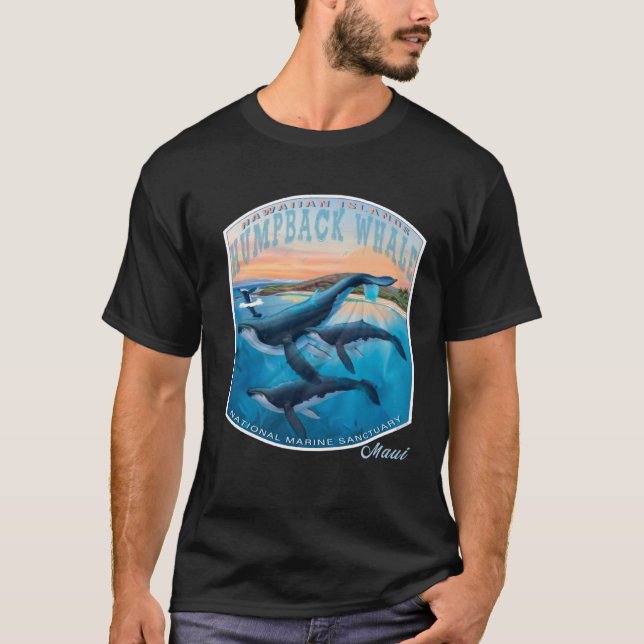 Hawaiian Islands Humpback Whale National Marine Sa T-Shirt (Front)