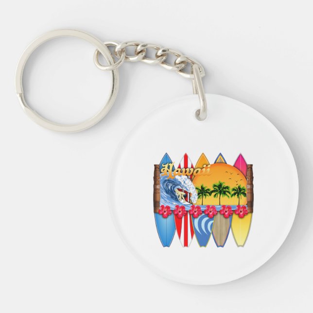 Hawaiian Islands Surfing Key Ring (Front)