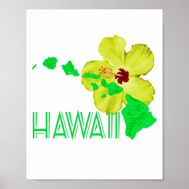 Hawaiian Islands Yellow Hibiscus Flower Poster (Front)
