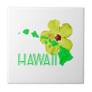 Hawaiian Islands Yellow Hibiscus Flower Tile