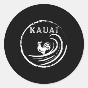 Hawaiian Kauai Rooster, Chicken, Trutle And Coffee Classic Round Sticker