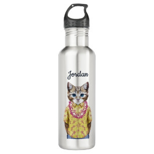 Hawaiian Kitty Cat   Add Your Name 710 Ml Water Bottle