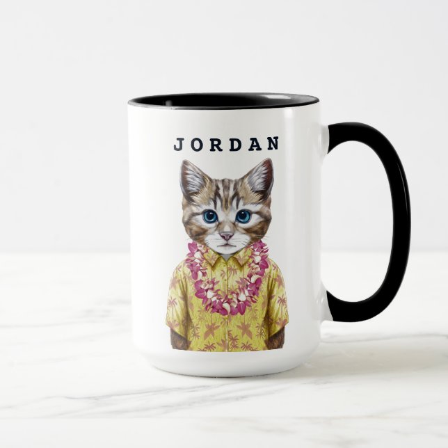 Hawaiian Kitty Cat | Add Your Name Mug (Right)