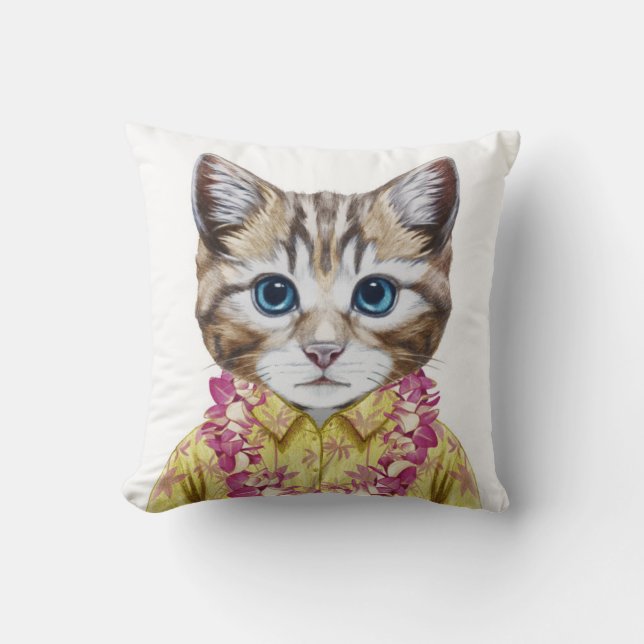 Hawaiian Kitty Cat Cushion (Front)