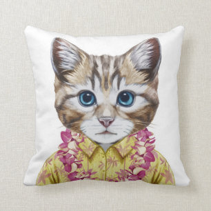 Hawaiian Kitty Cat Cushion