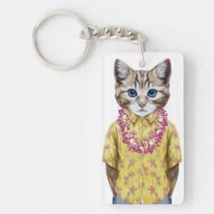 Hawaiian Kitty Cat Key Ring