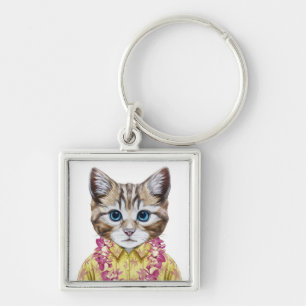 Hawaiian Kitty Cat Key Ring