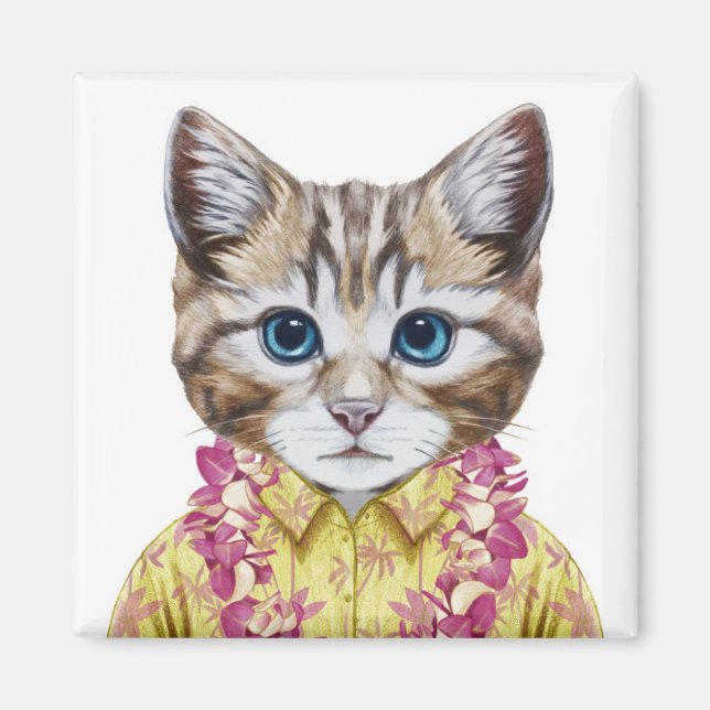 Hawaiian Kitty Cat Magnet (Front)