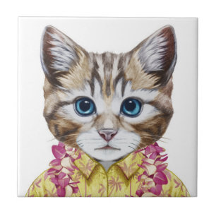 Hawaiian Kitty Cat Tile
