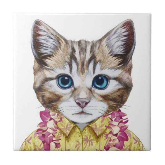 Hawaiian Kitty Cat Tile (Front)