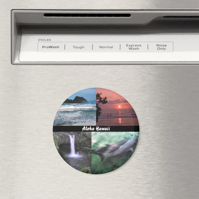 Hawaiian Landscape Four Photo Aloha Hawaii Magnet (In Situ (Dishwasher))