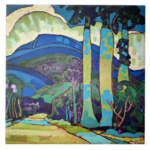 Hawaiian Landscape painting by Arman Manookian Tile