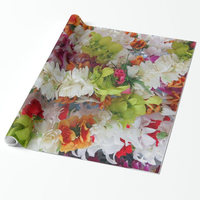 Hawaiian Lei Stand Wrapping Paper (Unrolled)