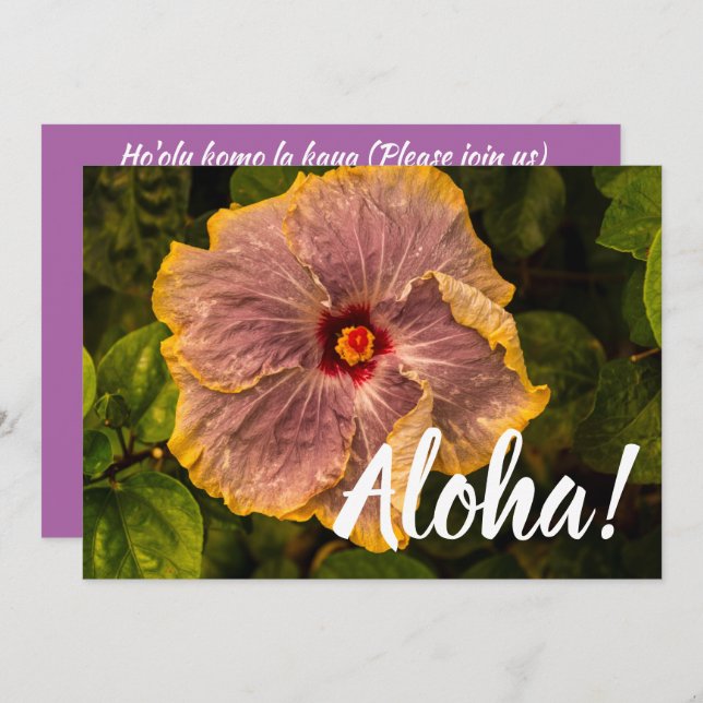 Hawaiian Lilac Hibiscus from Kauai Invitation (Front/Back)