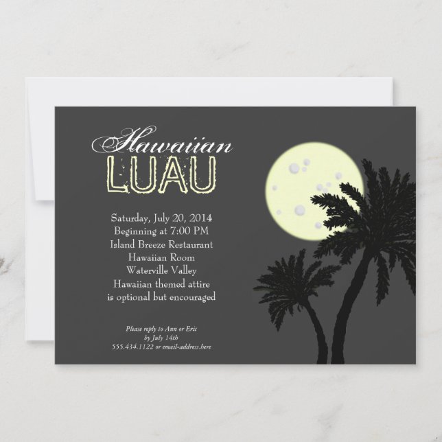 Hawaiian Luau at Night Invitations (Front)