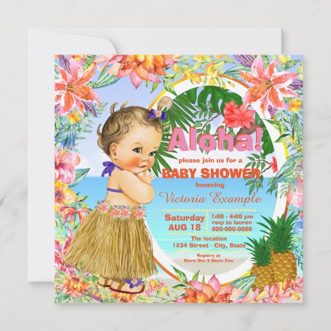Hawaiian Luau Baby Shower Invitation (Front)