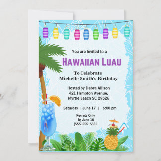Hawaiian Luau Birthday Invitation