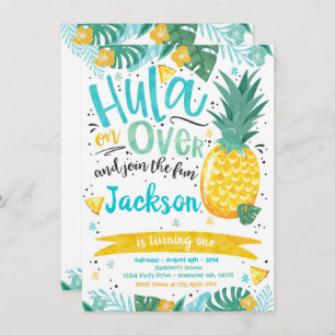 Hawaiian Luau Birthday Party Pineapple Luau Pool Invitation
