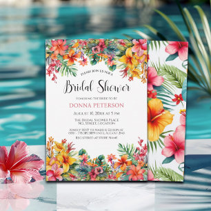 Hawaiian Luau Colorful Bridal Shower Invitation