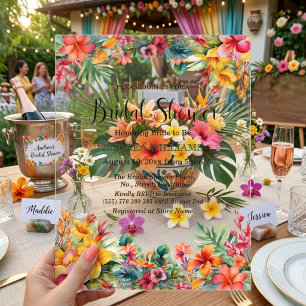 Hawaiian Luau Colourful Bridal Shower Acrylic Invitations