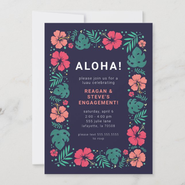 Hawaiian Luau Engagement Party Invitations  (Front)