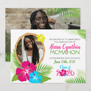 Hawaiian Luau Graduation 2 Photo Announcement