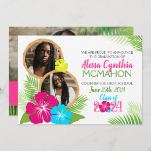 Hawaiian Luau Graduation 3 Photo Announcement