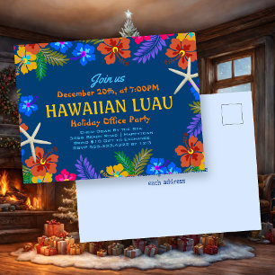 Hawaiian Luau Holiday Office Party Hibiscus Postcard