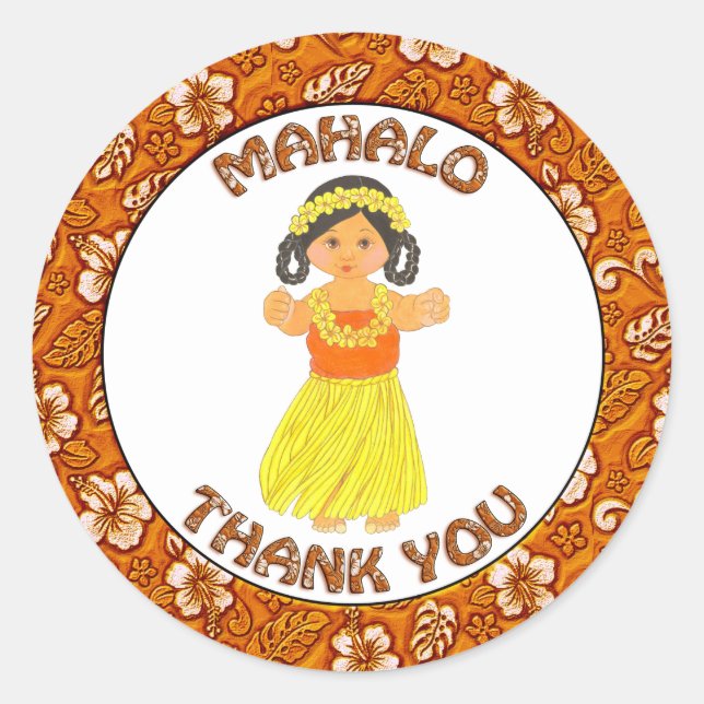 Hawaiian Luau ~ Mahalo Thank You Stickers (Front)