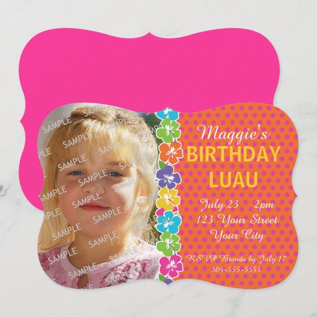 Hawaiian Luau Party Invitation (Front/Back)
