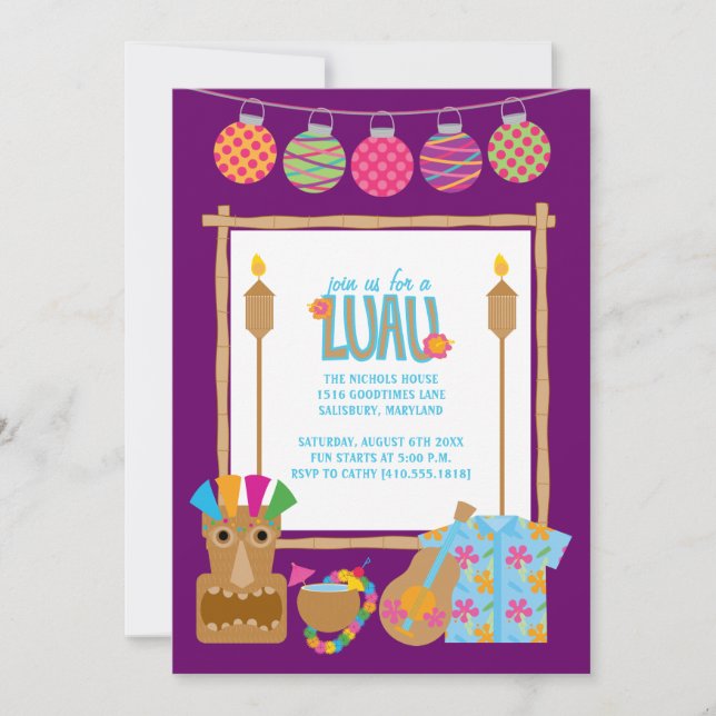 Hawaiian Luau Party Invitations (Front)