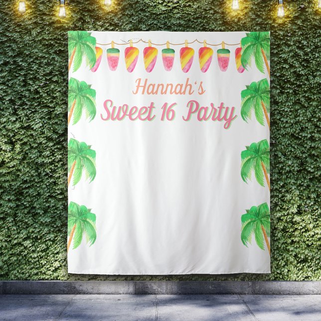 Hawaiian Luau Party Tropical Photo Booth Backdrop Tapestry (Creator Uploaded)