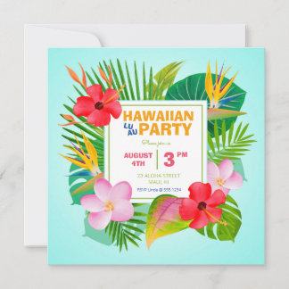 Hawaiian Luau Square Party Invitation