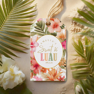 Hawaiian Luau Sweet Sixteen Floral Pattern ID1092 Gift Tags