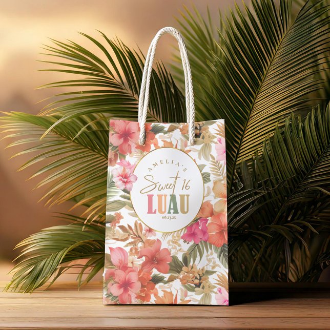 Hawaiian Luau Sweet Sixteen Floral Pattern ID1092 Small Gift Bag (Creator Uploaded)