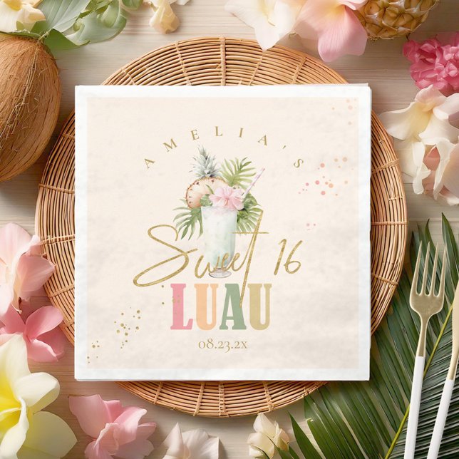 Hawaiian Luau Sweet Sixteen ID1092 Napkin (Creator Uploaded)