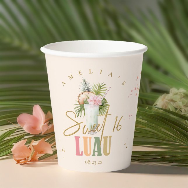 Hawaiian Luau Sweet Sixteen ID1092 Paper Cups (Creator Uploaded)