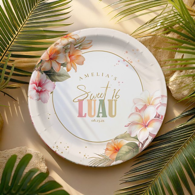Hawaiian Luau Sweet Sixteen ID1092 Paper Plate (Creator Uploaded)
