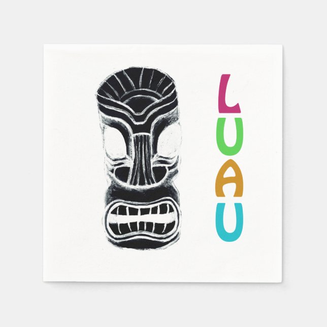 Hawaiian Luau Tiki Party Mask Napkin (Front)