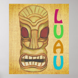 Hawaiian Luau Tiki Party Mask  Poster