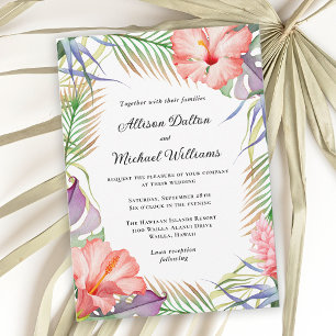 Hawaiian Luau Tropical Floral Wedding Invitation