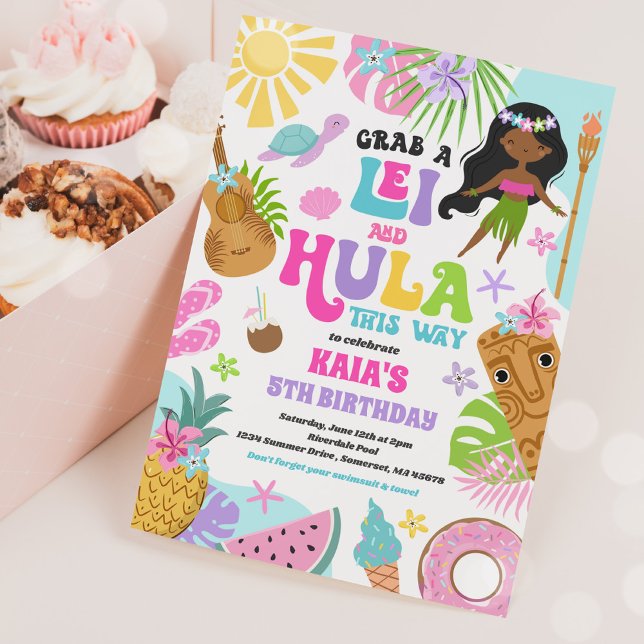 Hawaiian Luau Tropical Summer Pool Birthday Party Invitation (Creator Uploaded)