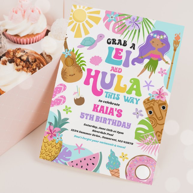 Hawaiian Luau Tropical Summer Pool Birthday Party Invitation (Creator Uploaded)