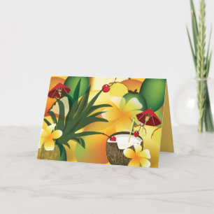Hawaiian Luau Tropical tiki Bar Greeting Card