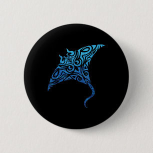 Hawaiian Manta Ray Tribal Polynesian Tattoo Pacifi 6 Cm Round Badge
