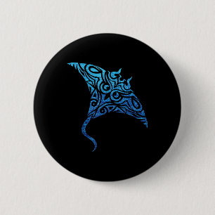 Hawaiian Manta Ray Tribal Polynesian Tattoo Pacifi 6 Cm Round Badge